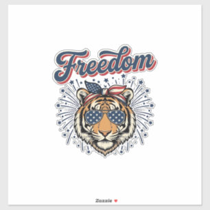 Sticker T-shirt vintage gravure Freedom Tiger patriotique_