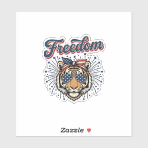 Sticker T-shirt vintage gravure Freedom Tiger patriotique_