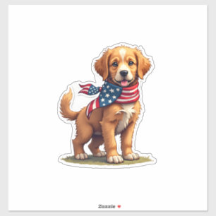 Sticker T-shirt vintage patriotique American Golden Puppy 