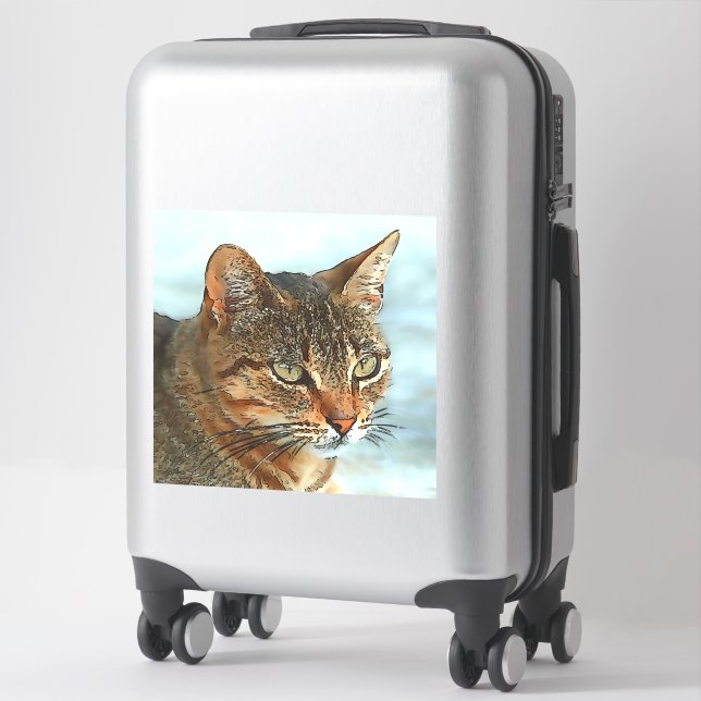 Sticker Tabby Cat RB Style Dessin Artistique (Sur valise)