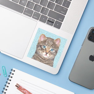 Sticker Tabby Gris Peinture Chat - Cute Original Art Chat