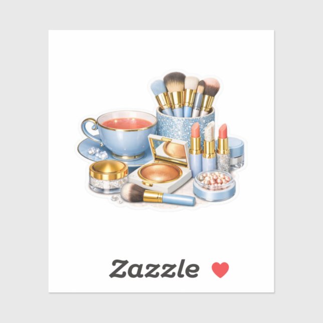Sticker Table de toilette de maquillage bleu pastel clair  (Feuille)