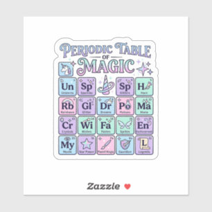 Sticker Table périodique licorne de magie Graphisme Merch