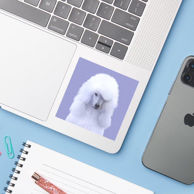 Sticker Tableau blanc standard de caniche - Art original d (Ordinateur portable avec iPhone)
