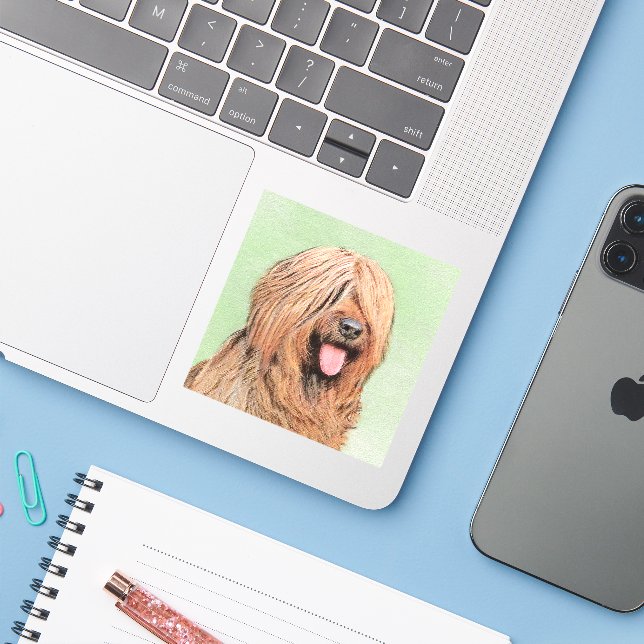 Sticker Tableau de bord - Joli art original chien (Ordinateur portable avec iPhone)
