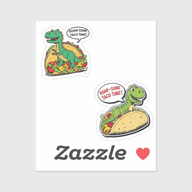 Sticker Taco Dinosaur épicé - Dinosaure alimentair (Feuille)