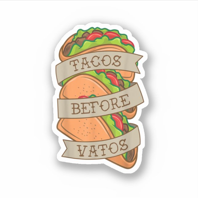 Sticker Taco Lover Tacos Avant Vatos Tattoo Style Taco Ar (Devant)