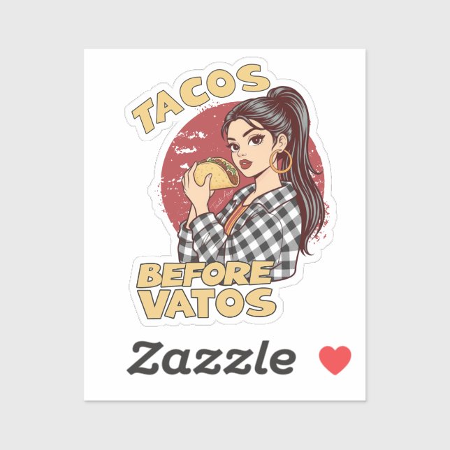 Sticker Tacos Before Vatos Chicana Latina Funny Foodie (Feuille)