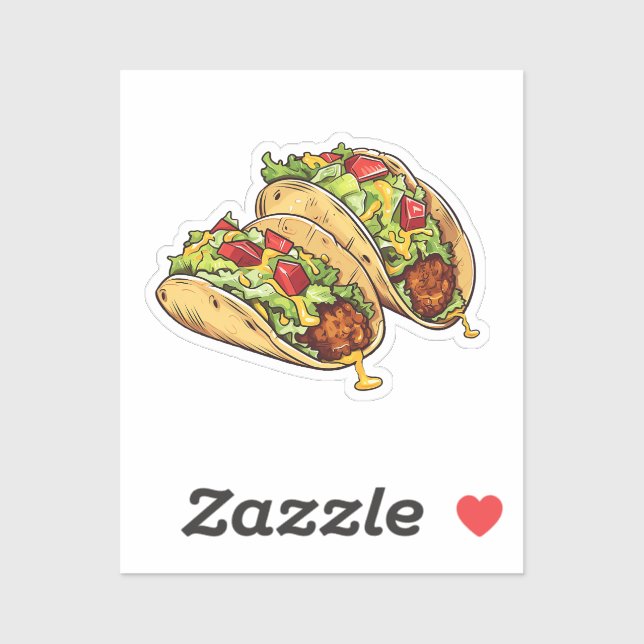 Sticker Tacos de dessin animé (Feuille)