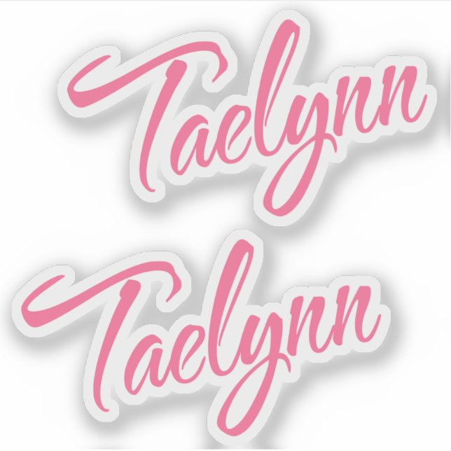 Sticker Taelynn nom rose cursive x2 (Devant)