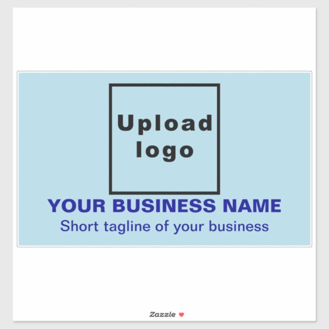 Sticker Tagline d'affaires, bleu clair Grand Rectangle Vin (Feuille)