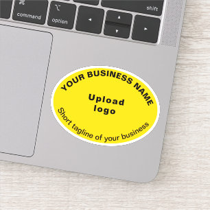 Sticker Tagline d'affaires sur forme ovale jaune Vinyl