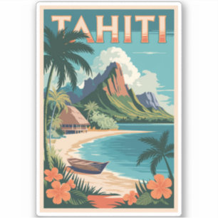 Sticker Tahiti Polynésie française Illustration Voyage Art
