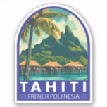 Sticker Tahiti Polynésie Française Voyage Emblem<br><div class="desc">Tahiti design de déplacement vectoriel rétro. Tahiti est la plus grande île de Polynésie française,  l'archipel du Pacifique Sud.</div>