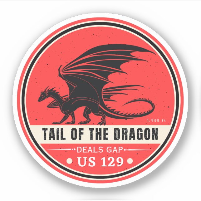 Sticker Tail of the Dragon Deals Gap Motorcycle road trip (Devant)