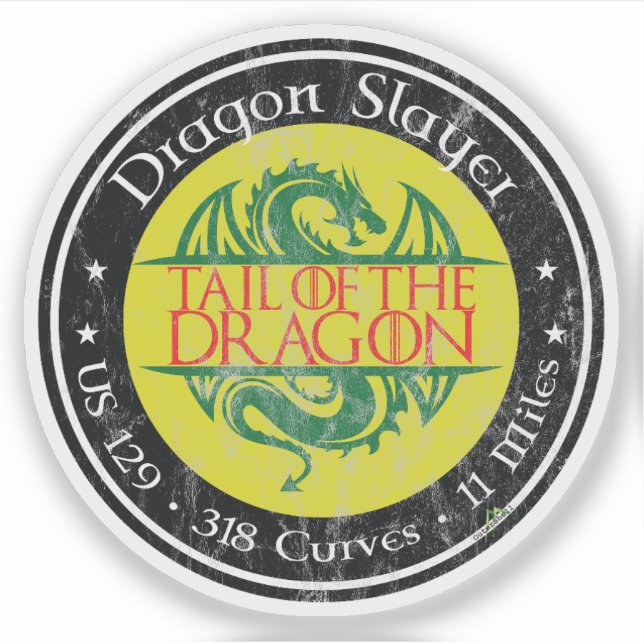 Sticker Tail of the Dragon Road US 129 Motorcycle 01 (Devant)
