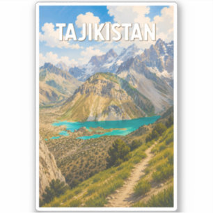 Sticker Tajikistan Illustration Voyage Art Vintage