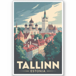 Sticker Tallinn Estonie Travel Art Vintage