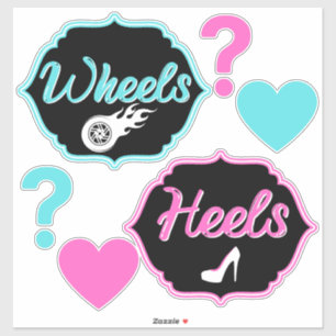 Sticker Talons ou roues Baby shower de révélation de genre