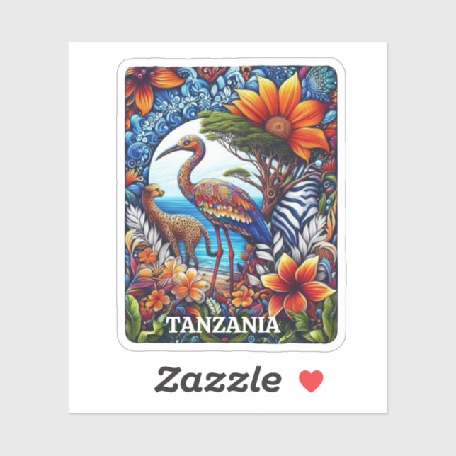 Sticker Tanzanie, Afrique (Feuille)
