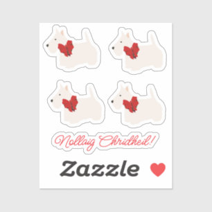 Sticker Tartan Terrier Écossais Blanc 