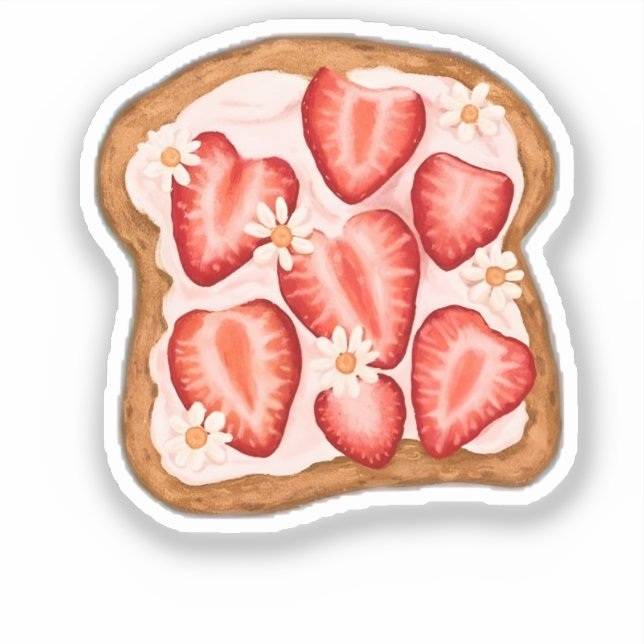 Sticker Tartine Fleurie aux Fraises (Recto)
