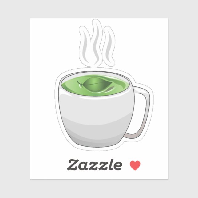 Sticker Tasse de thé vert (Feuille)