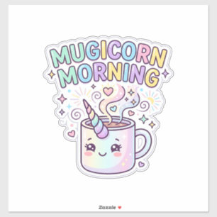 Sticker Tasse Licorne Mugicorn Matin Graphisme Zazzle Créa