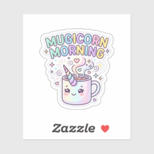 Sticker Tasse Licorne Mugicorn Matin Graphisme Zazzle Créa