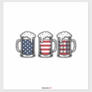 Sticker Tasses à bière patriotiques Vintage Vector Design 