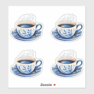 Sticker Tasses à café aquarelle bleue 5