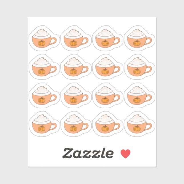Sticker Tasses de Latte au Spice de Citrouille de Thanksgi (Feuille)