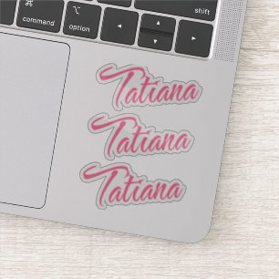 Sticker Tatiana Nom Pink Cursive x3