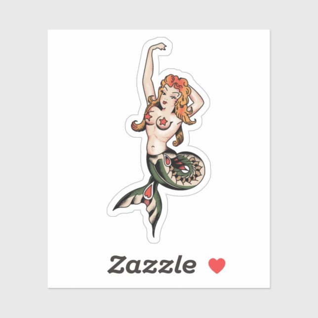 Sticker Tatouage de la sirène de l'école primaire (Feuille)