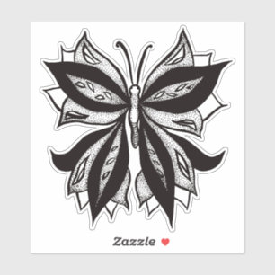 Sticker Tatouage Tribal Noir Et Blanc Papillon