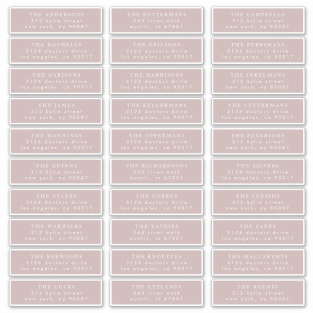 Sticker Taupe rose simple et calligraphie moderne blanche (Devant)