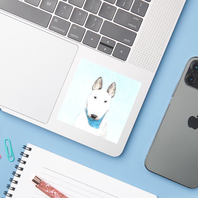 Sticker Taureau Terrier - Cute Original Chien Art (Ordinateur portable avec iPhone)