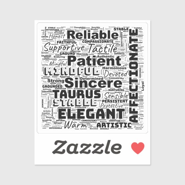 Sticker Taurus Zodiac Mot Cloud Inspiration Vinyl (Feuille)