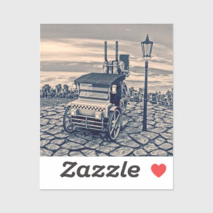 Sticker Taxi Cab Art Citadin Rétro Steampunk