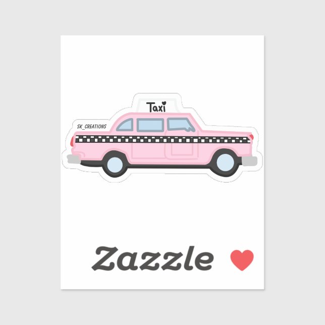 Sticker Taxi rose (Feuille)