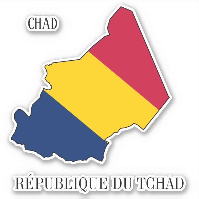 Sticker Tchad Drapeau Charme Carte Patriotique (Devant)