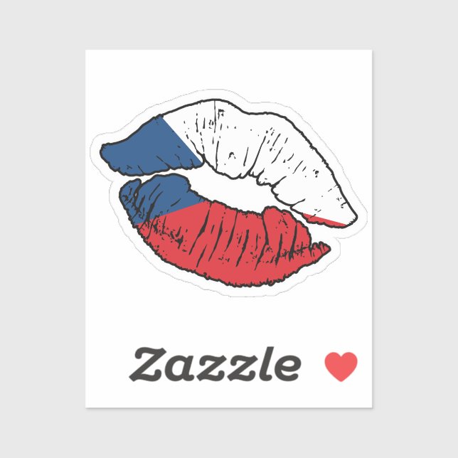 Sticker Tchéquie Tchèque Lipstick Lover Drapeau (Feuille)