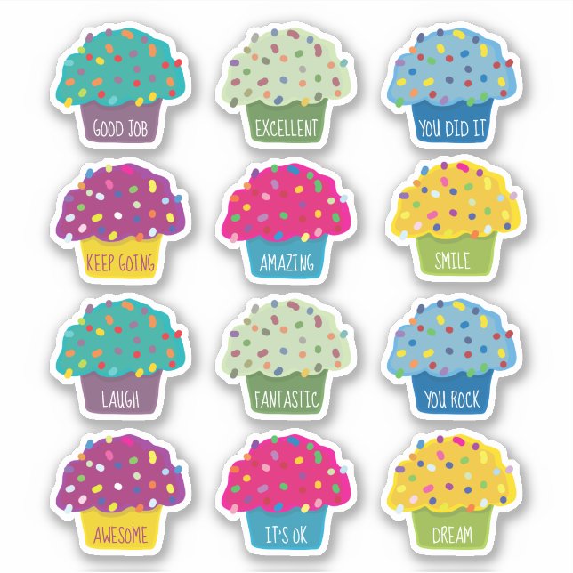 Sticker Teacher Cupcake Sprinkt Sweet Cute Cartoon (Devant)