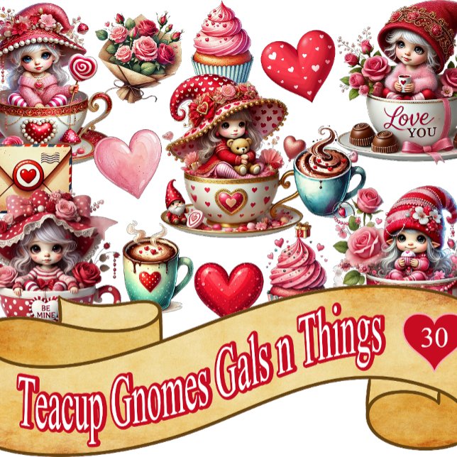 Sticker Teacup Gnome Gals and Things (Créateur téléchargé)
