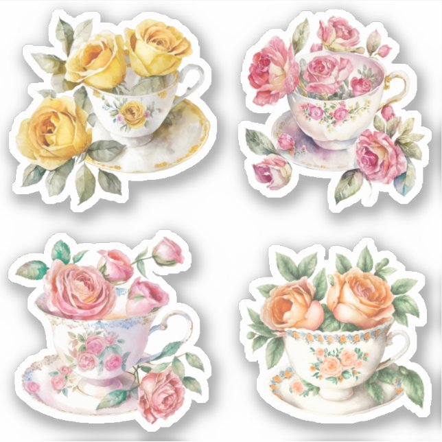 Sticker Teacups roses (Devant)