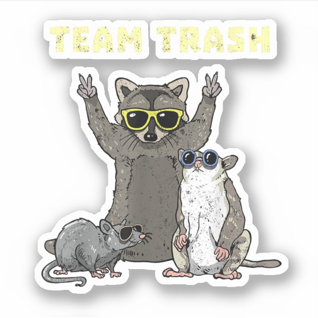 Sticker Team Trash Opossum Raccoon Rat, Animaux Drôle Garb (Devant)