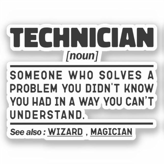 Sticker Technicien Noun Définition Laboratoire Cool (Recto)
