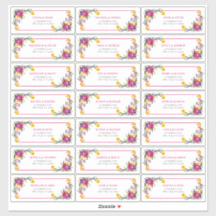 Sticker Technicolor tendance Boho Floral Adresse d'hôte