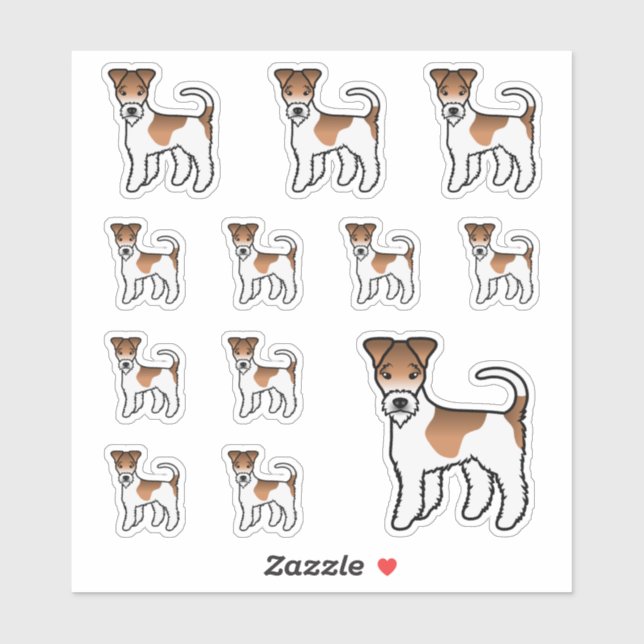 Sticker Teckels à poil dur blanc et fauve Chiens de dessin (Feuille)
