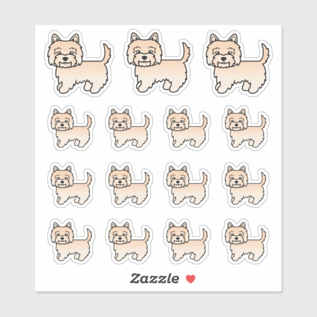 Sticker Teckels Cairn Terriers Mignons Chiens de Dessin An (Feuille)